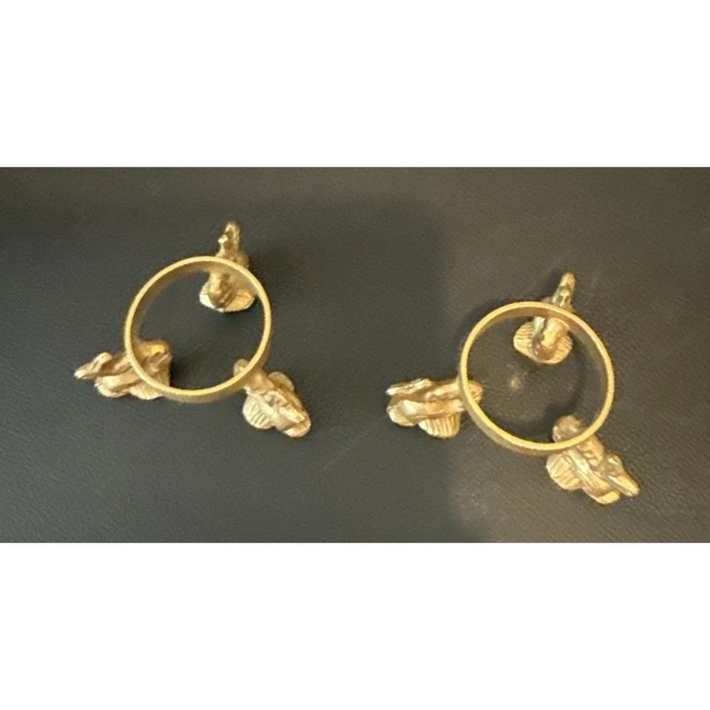 Vintage Gold Tone Brass Decorative Koi Fish Design Egg Stand Set Of 2